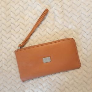 JM Newyork Tan Leather Clutch